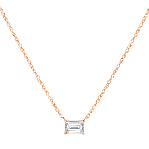 P93-RG - Rose gold cz baguette necklace