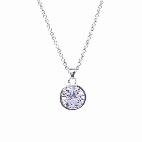 P901- Rhodium 10mm bezel set cz pendant