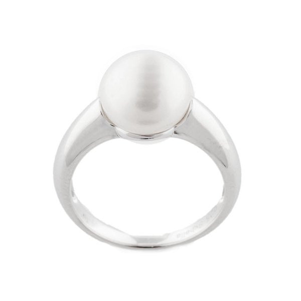 R1104-RH - 925 sterling silver, rhodium plate & white freshwater button pearl ring