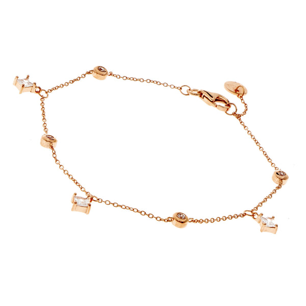 B217-RG - Rose gold trilliant cubic zirconia bracelet -