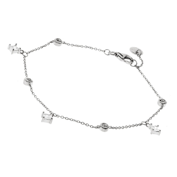 B217-RH - Rhodium trilliant cubic zirconia bracelet