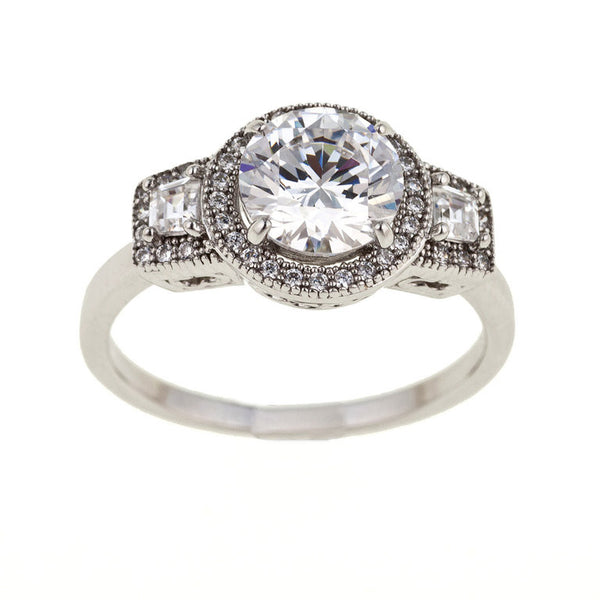 R10110 - Sterling silver, rhodium plate cubic zirconia micro pave dress ring