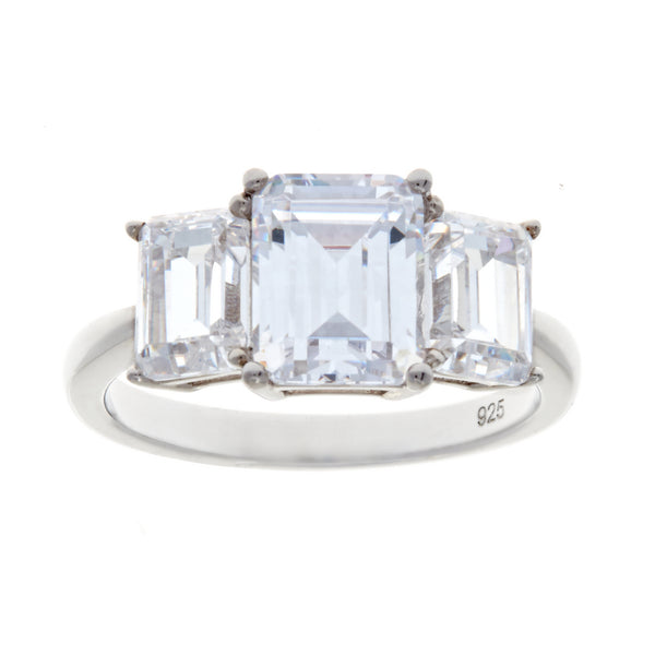 R1011 - Rhodium baguette cz ring