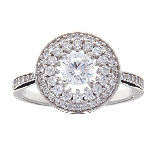 R10794-Round rhodium cz dress ring