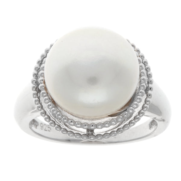 R1201 - Rhodium freshwater pearl ring