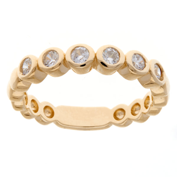 R1709-GP - Gold cubic zirconia band ring