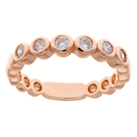 R1709-RG - Rose gold cubic zirconia band ring