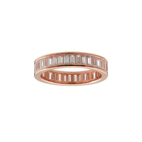 R1814-RG - Rose gold plate cz baguette ring