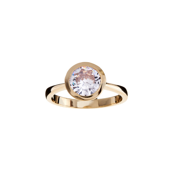 R182-GP - Gold Plate 8mm Cubic Zirconia Ring