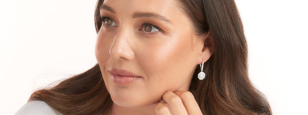 E18464 - Rhodium plate & Clear Cz Art Deco Earrings