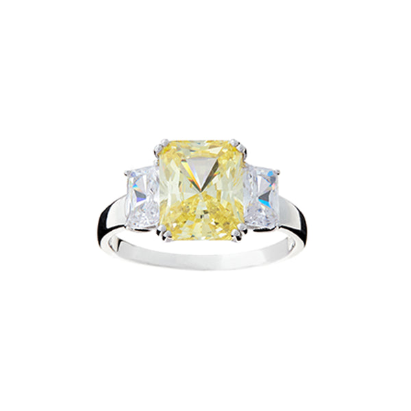 R2020-Y - Canary yellow & cz dress ring