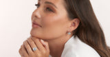 E17750-Rhodium plate, cubic zirconia, round lever back earrings