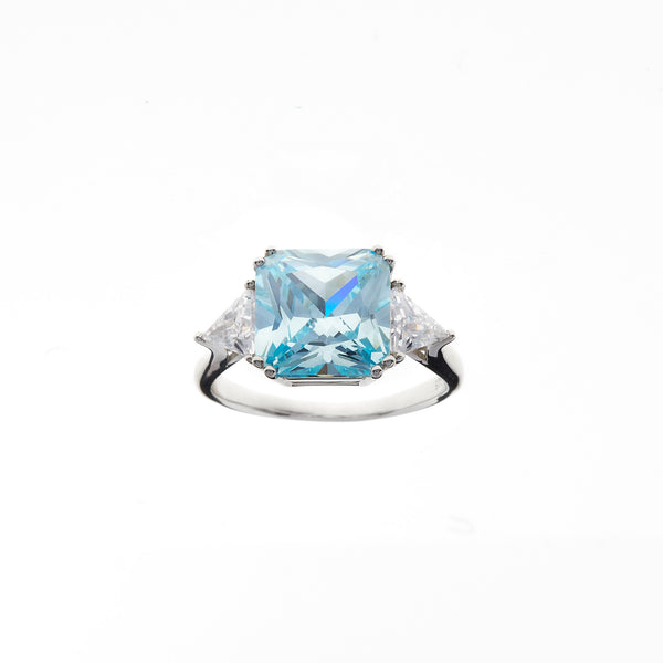 R60-AQ - Aqua & Clear CZ Ring -