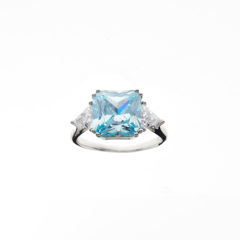 R60-AQ - Aqua & Clear CZ Ring -