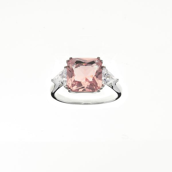 R60-P - Pink & Clear CZ Ring