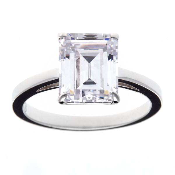 R62-Rhodium baguette cz ring