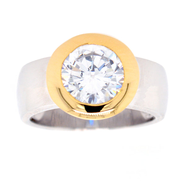 R6421-GP - Two tone cz ring