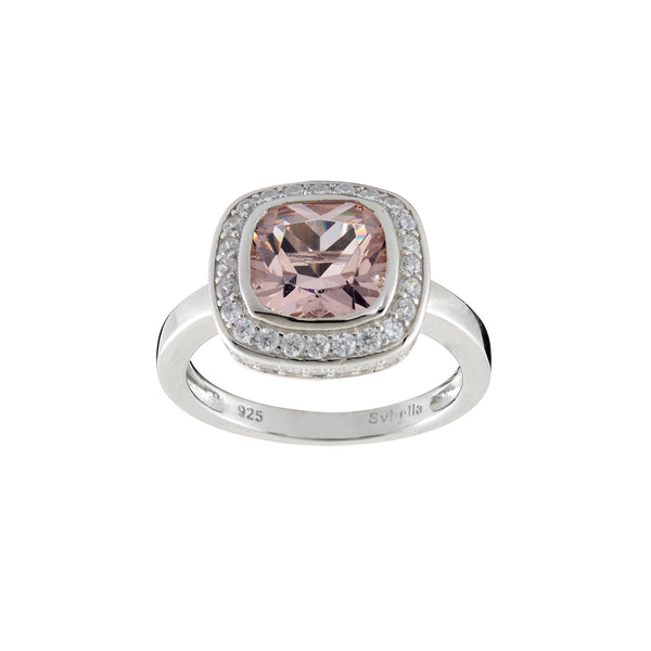 R9134 - Pink & cz square ring