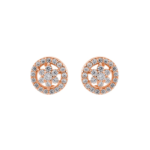 E92-RG - Rose gold flower cubic zirconia studs