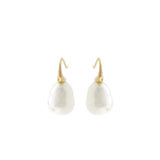 E624-701GP- White Baroque Pearl Earrings on Gold French Hook