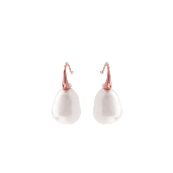 E624-701RG - Baroque Pearl Earrings on Rose Gold French Hook