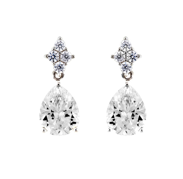 E112-RH - Rhodium cz drop earrings
