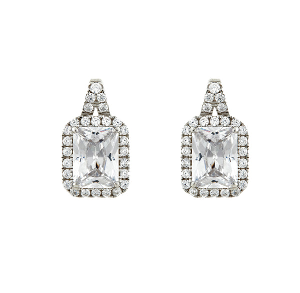 E1135 - Rectangle rhodium cz studs