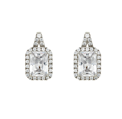 E1135 - Rectangle rhodium cz studs