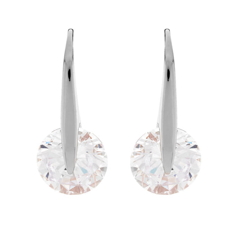 E45-RH - Rhodium cz earrings