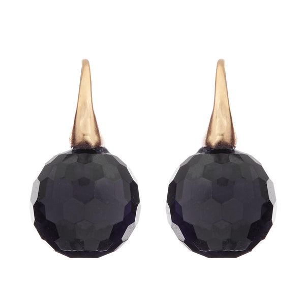 E62-SGP - Gold plate facetted sapphire ball earrings
