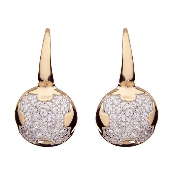 E66-GP - Gold cubic zirconia on hook earrings