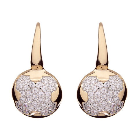 E66-GP - Gold cubic zirconia on hook earrings