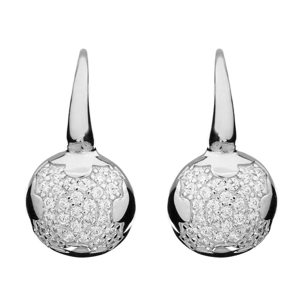 E66-RH - Rhodium cubic zirconia on hook earrings