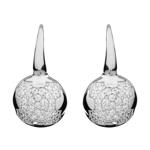 E66-RH - Rhodium cubic zirconia on hook earrings