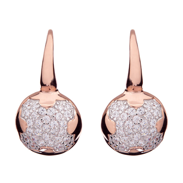E66-RG - Rose gold cubic zirconia on hook earrings