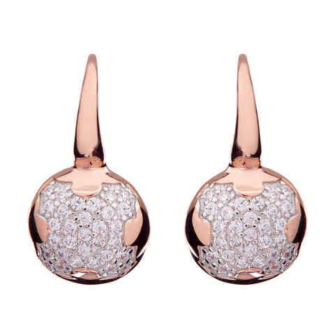 E66-RG - Rose gold cubic zirconia on hook earrings