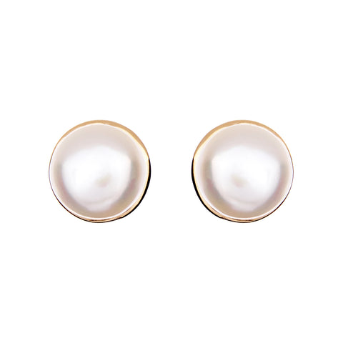 E844-GP - Gold plate pearl studs