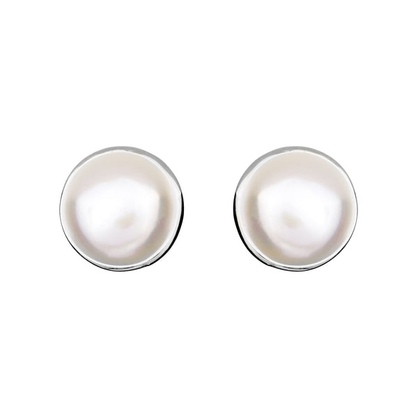 E844-RH - Rhodium plate pearl studs