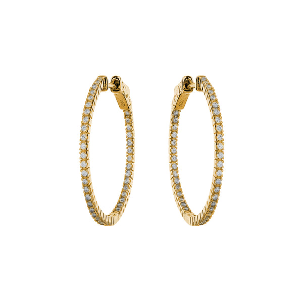 E170-30GP -Caroline- Yellow gold plate 30mm cz hoops