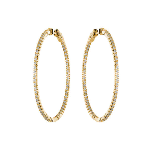 E170-40GP - Yellow gold plate 40mm cz hoops