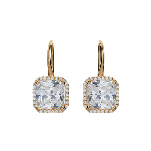 E1833-GP - Yellow gold plate, square cz earrings on french hook