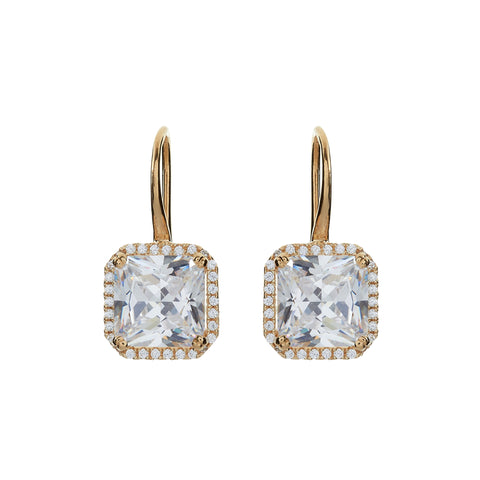 E1833-GP - Yellow gold plate, square cz earrings on french hook