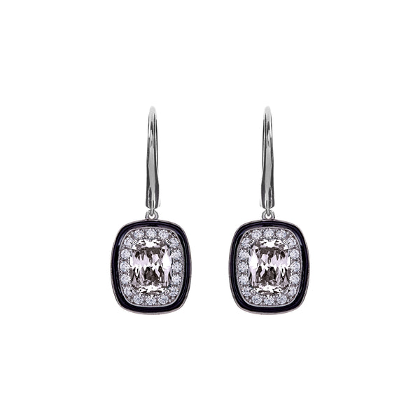 E1711 - Black & clear cz earrings on french hook