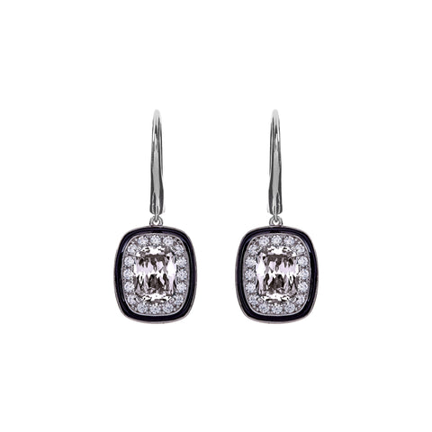 E1711 - Black & clear cz earrings on french hook