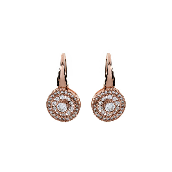 E21-RG - Rose gold cz earrings on french hook
