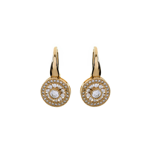 E21-GP - Yellow gold cz earrings on french hook