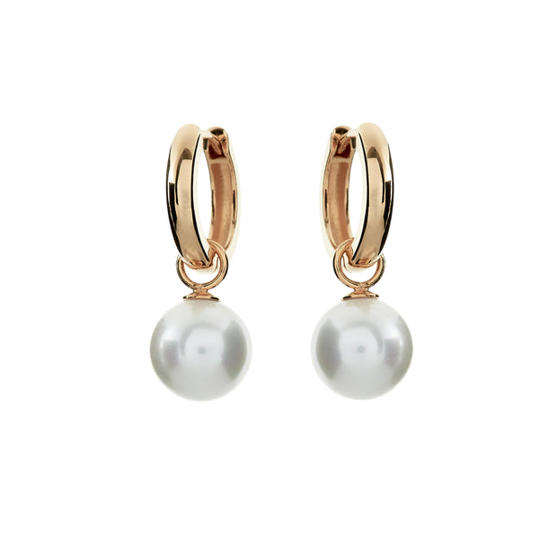E652-GP - Yellow gold hoop with 10mm white pearl drop
