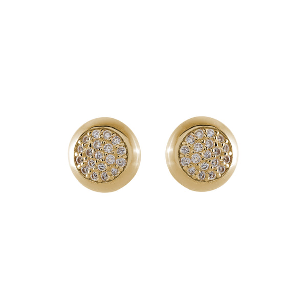 E942-GP - Yellow gold plate pave cz stud earrings
