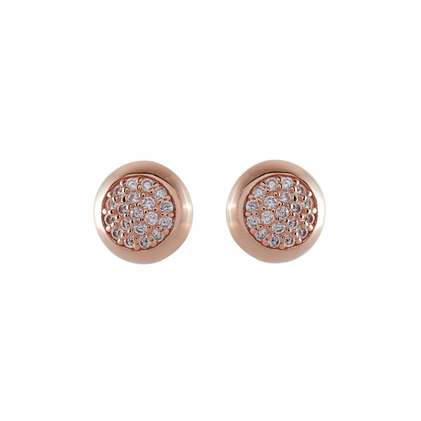 E942-RG - Rose gold plate pave cz stud earrings
