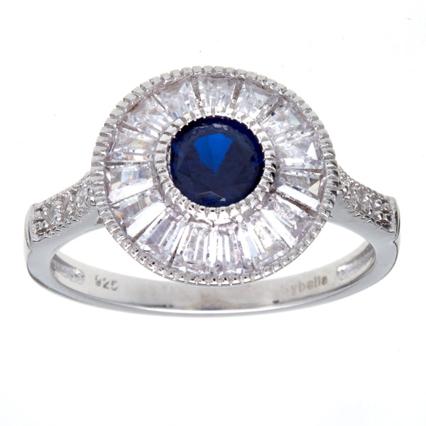 R914 - Clear & sapphire cz ring